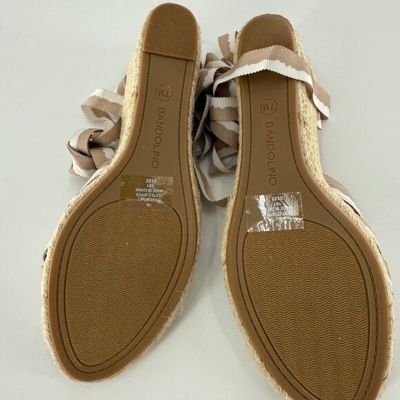 Bandolino Womens Ribbon Tie Espadrille Wedge Sandals 7M Medium Natural - Picture 7 of 9